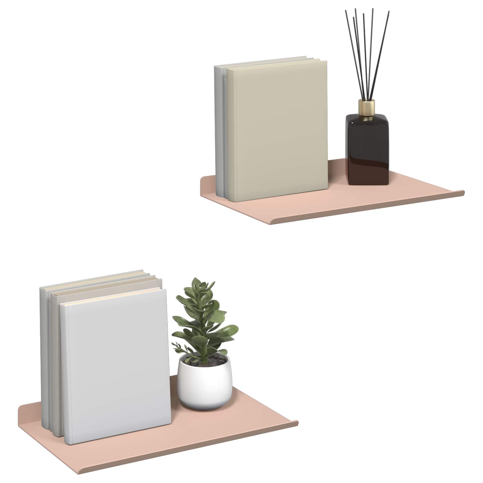 Lebdeća polica Zidne 2 pcs Ružičasta 30 x 18 x 2,5 cm Čelik