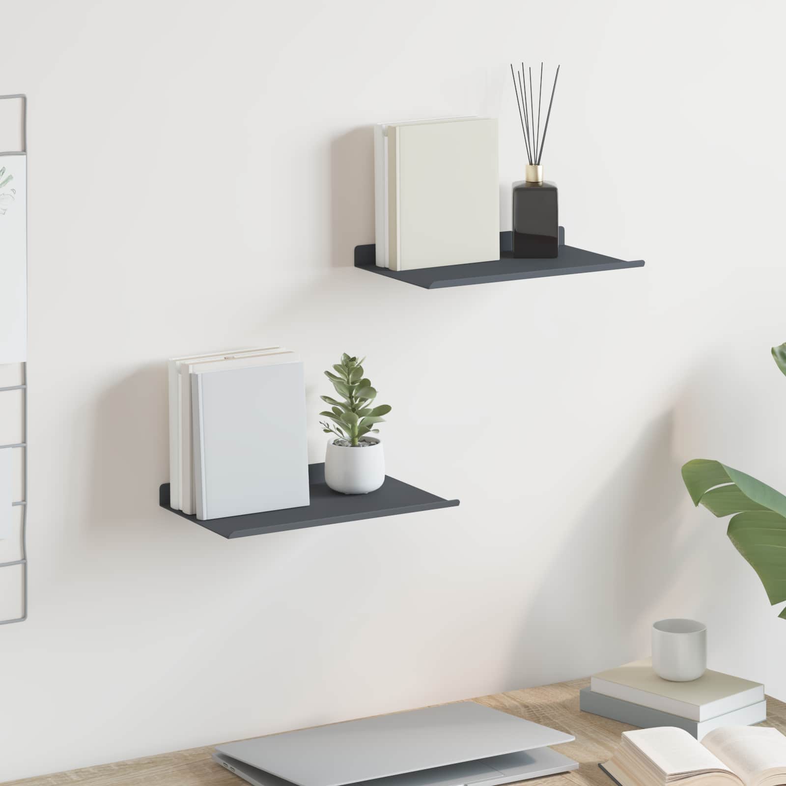 Lebdeća polica Zidne 2 pcs Antracit 30 x 18 x 2,5 cm Čelik