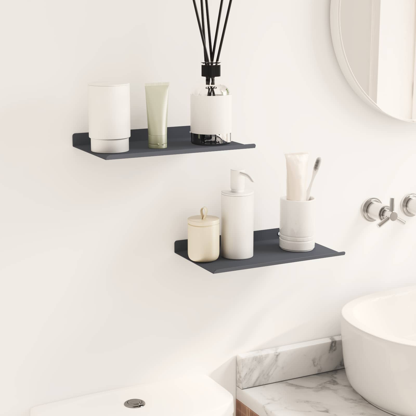 Lebdeća polica Zidne 2 pcs Antracit 30 x 18 x 2,5 cm Čelik