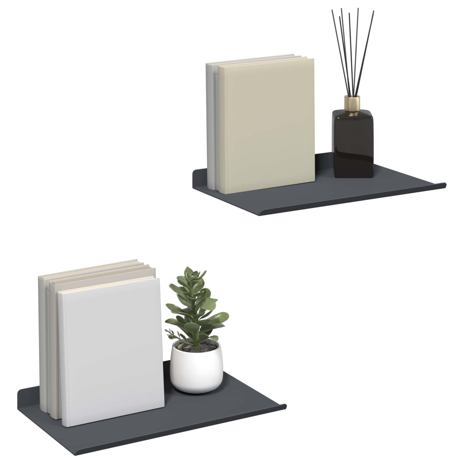 Lebdeća polica Zidne 2 pcs Antracit 30 x 18 x 2,5 cm Čelik