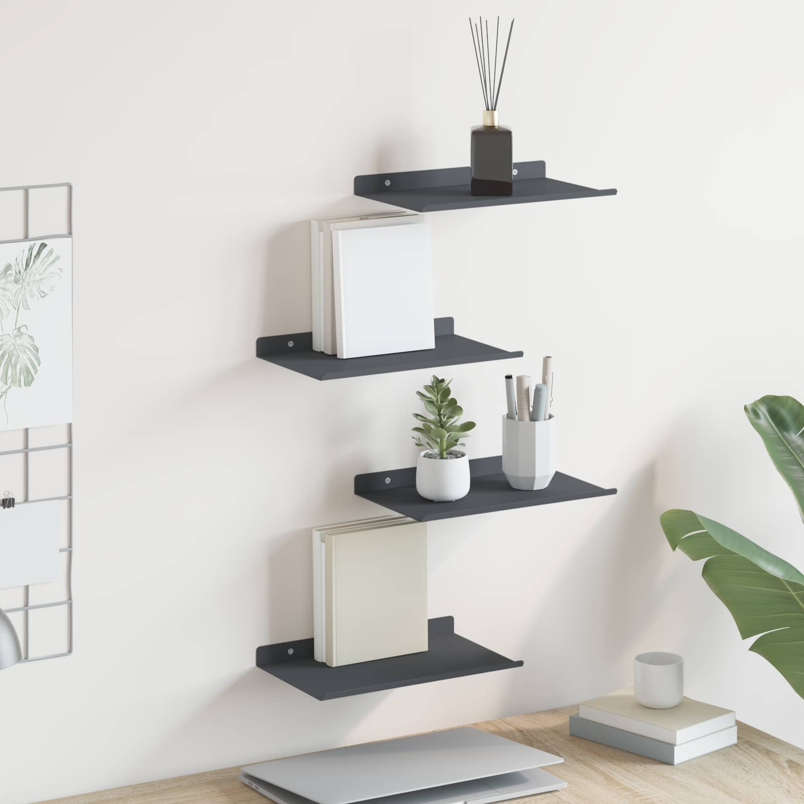 Lebdeća polica Zidne 4 pcs Antracit 30 x 18 x 2,5 cm Čelik