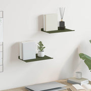 Lebdeća polica 2 pcs Maslinasto zelena 30 x 18 x 2,5 cm Čelik