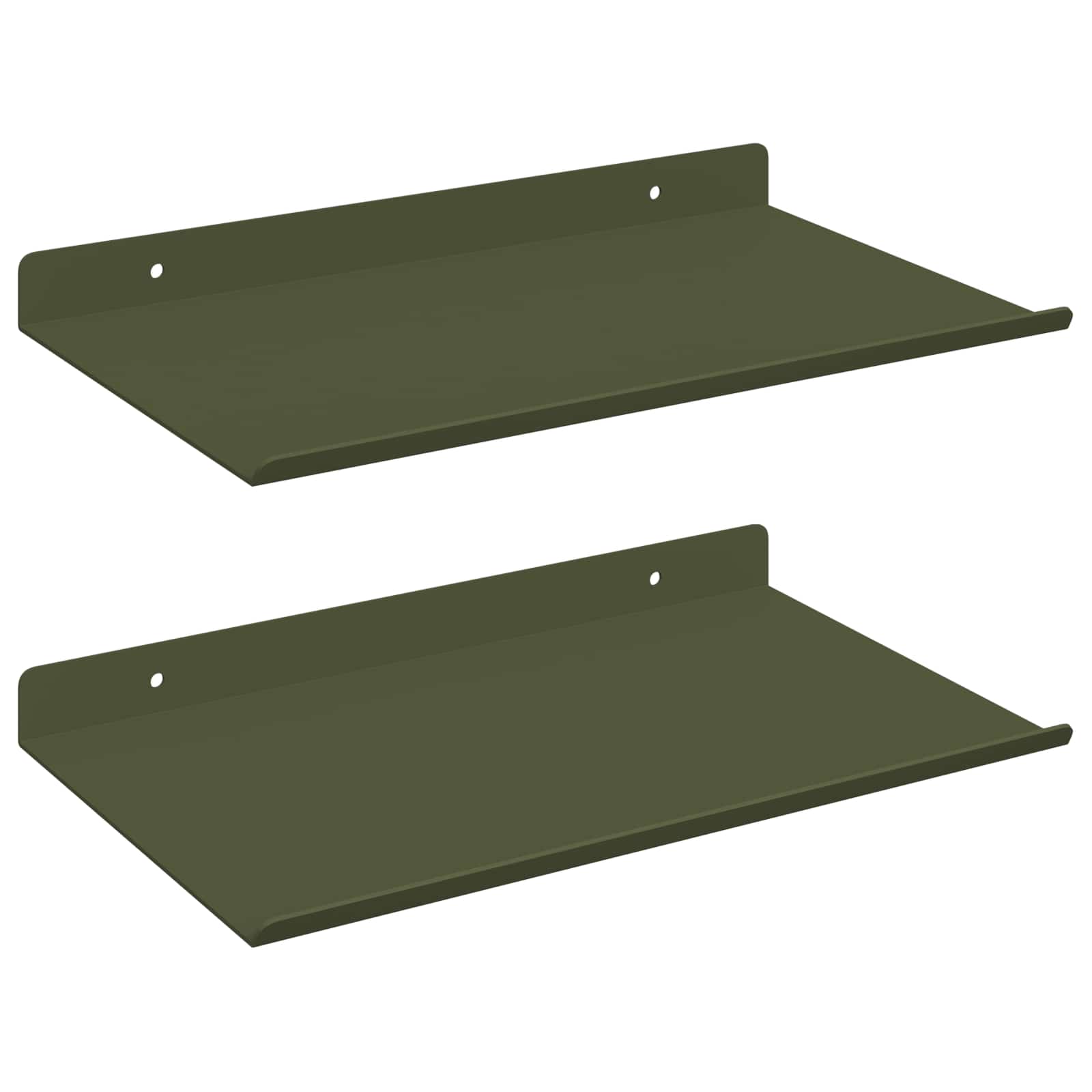 Lebdeća polica 2 pcs Maslinasto zelena 30 x 18 x 2,5 cm Čelik