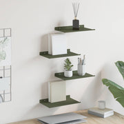 Lebdeća polica 4 pcs Maslinasto zelena 30 x 18 x 2,5 cm Čelik