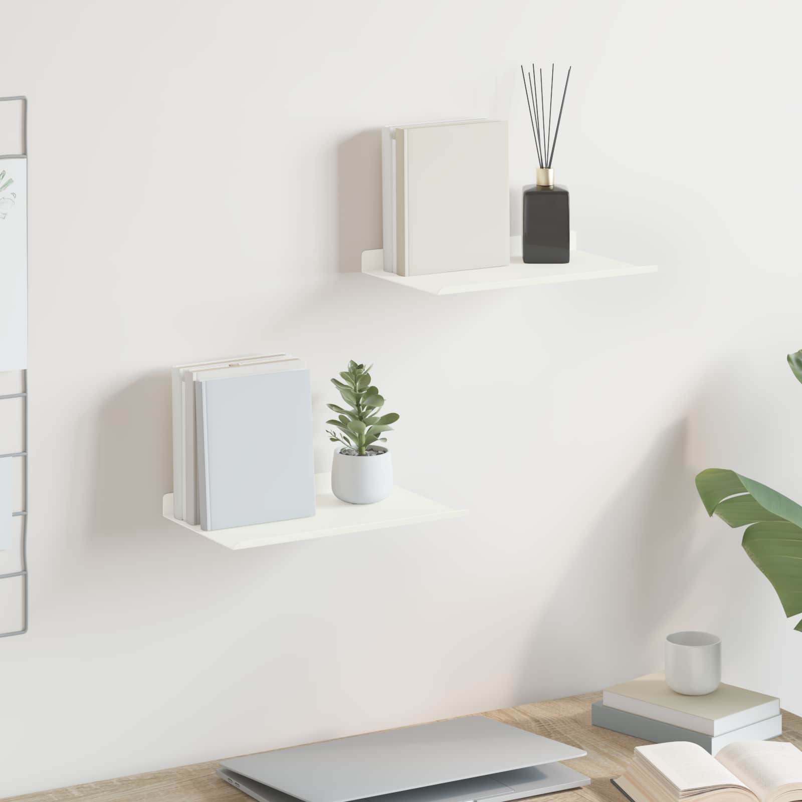 Lebdeća polica Zidne 2 pcs Bijeli 30 x 18 x 2,5 cm Čelik