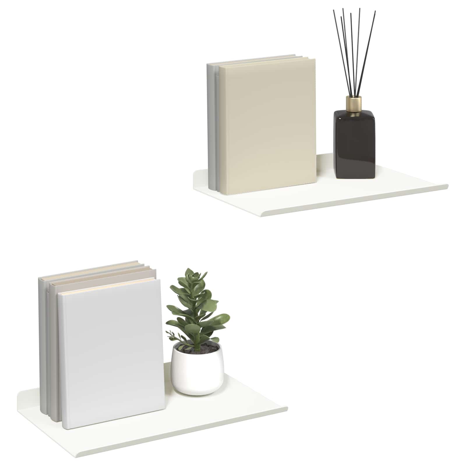 Lebdeća polica Zidne 2 pcs Bijeli 30 x 18 x 2,5 cm Čelik