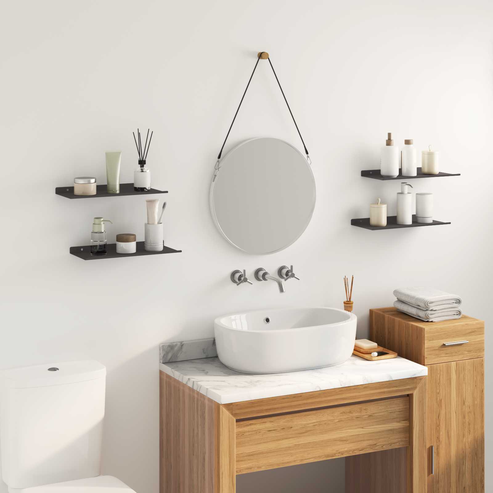 Lebdeća polica Zidne 4 pcs Crna 40 x 18 x 2,5 cm Čelik