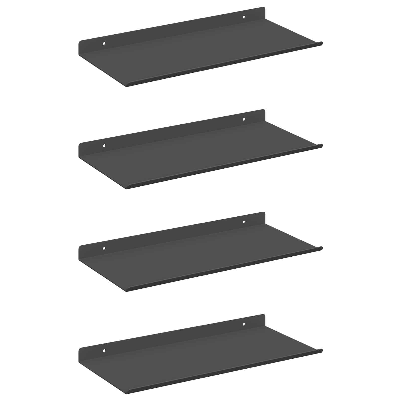 Lebdeća polica Zidne 4 pcs Crna 40 x 18 x 2,5 cm Čelik