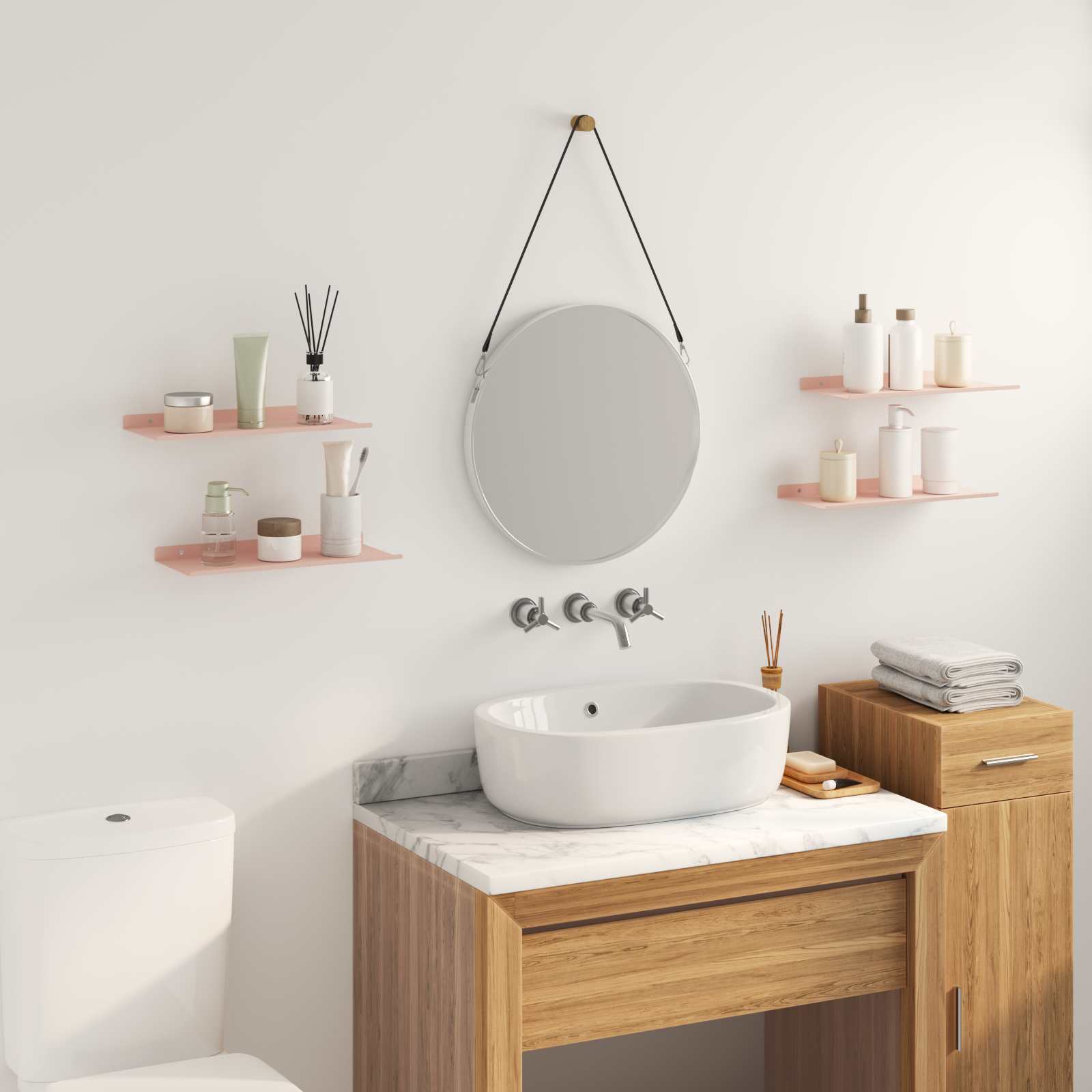 Lebdeća polica Zidne 4 pcs Ružičasta 40 x 18 x 2,5 cm Čelik