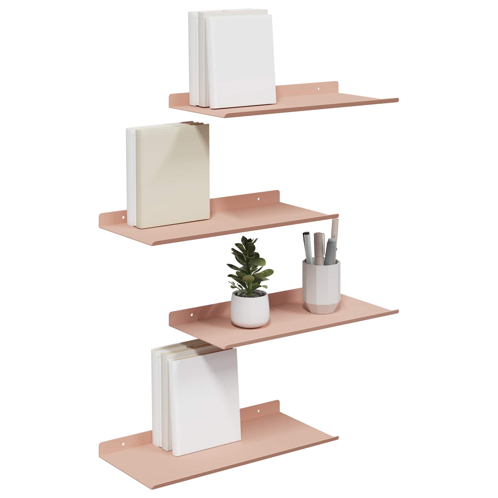 Lebdeća polica Zidne 4 pcs Ružičasta 40 x 18 x 2,5 cm Čelik