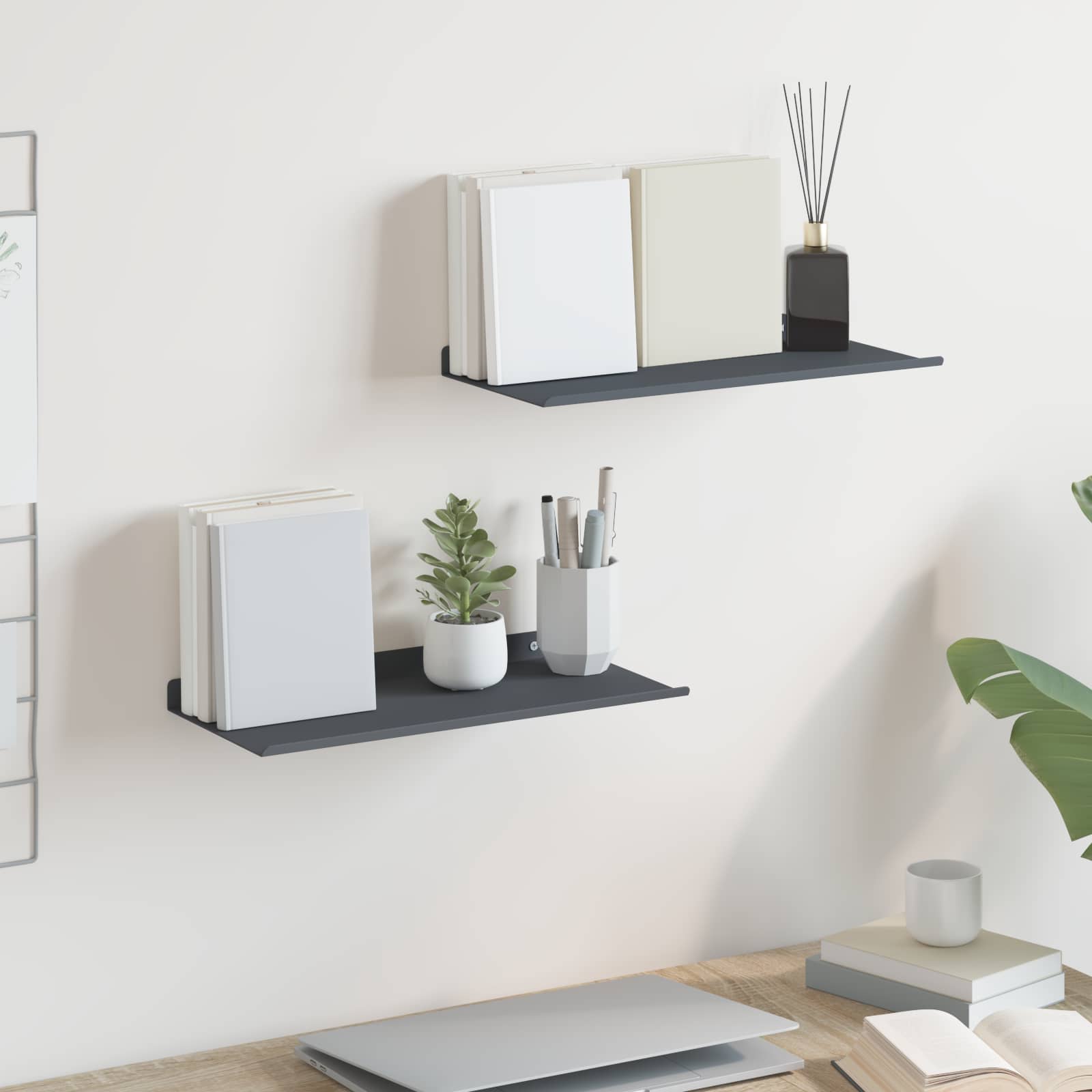 Lebdeća polica Zidne 2 pcs Antracit 40 x 18 x 2,5 cm Čelik