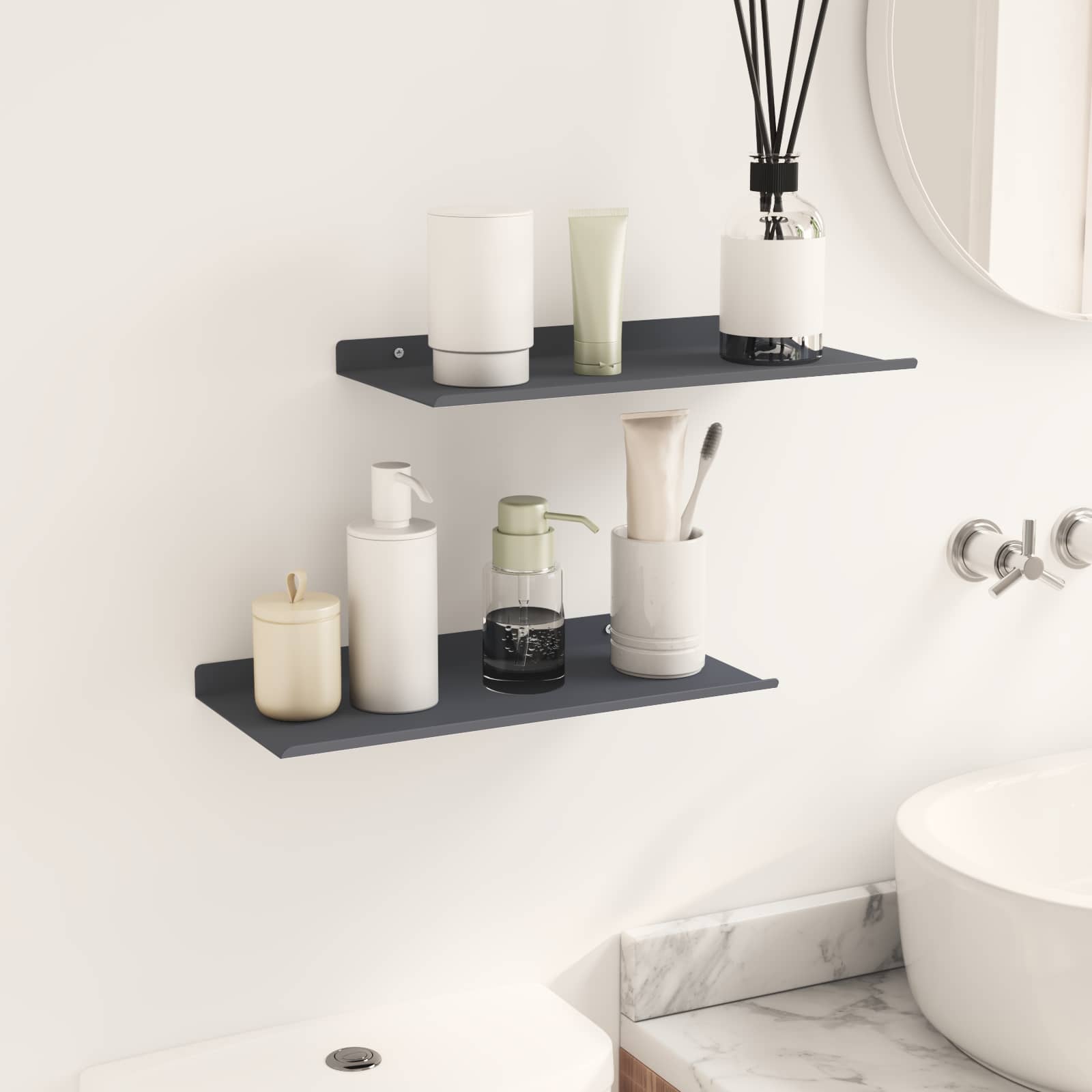 Lebdeća polica Zidne 2 pcs Antracit 40 x 18 x 2,5 cm Čelik