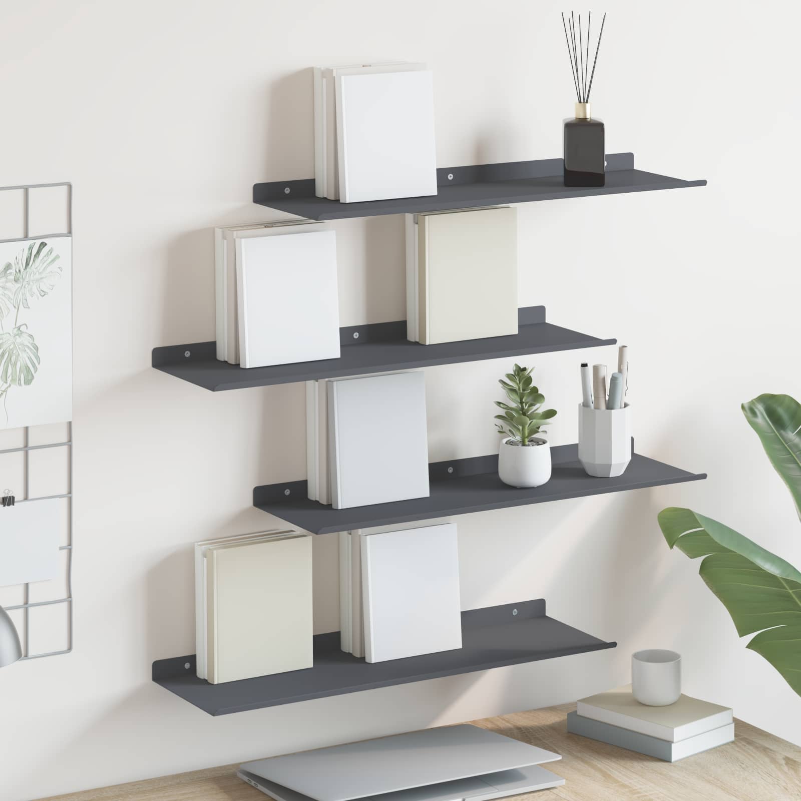 Lebdeća polica Zidne 4 pcs Antracit 60 x 18 x 2,5 cm Čelik