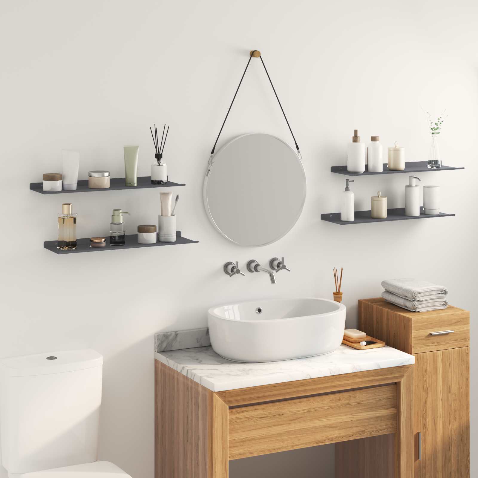 Lebdeća polica Zidne 4 pcs Antracit 60 x 18 x 2,5 cm Čelik