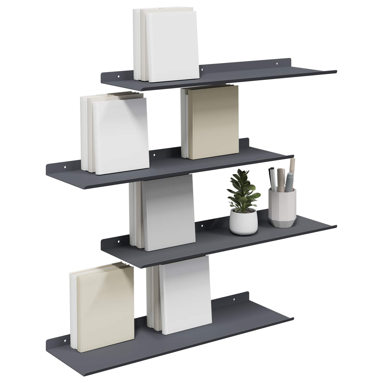 Lebdeća polica Zidne 4 pcs Antracit 60 x 18 x 2,5 cm Čelik