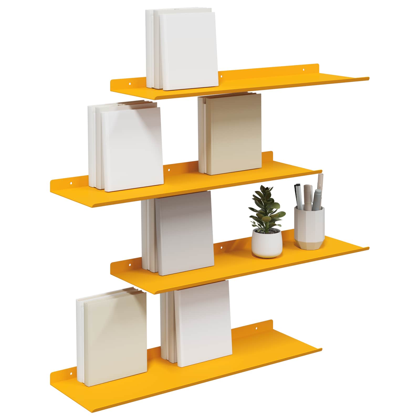 Lebdeća polica Zidne 4 pcs Žuta 60 x 18 x 2,5 cm Čelik