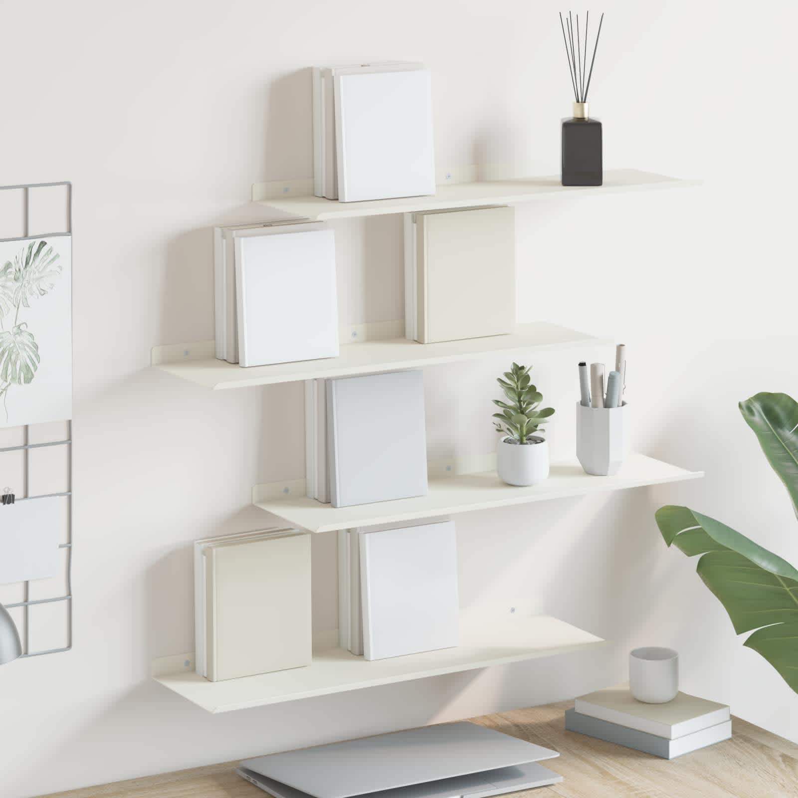 Lebdeća polica Zidne 4 pcs Bijeli 60 x 18 x 2,5 cm Čelik
