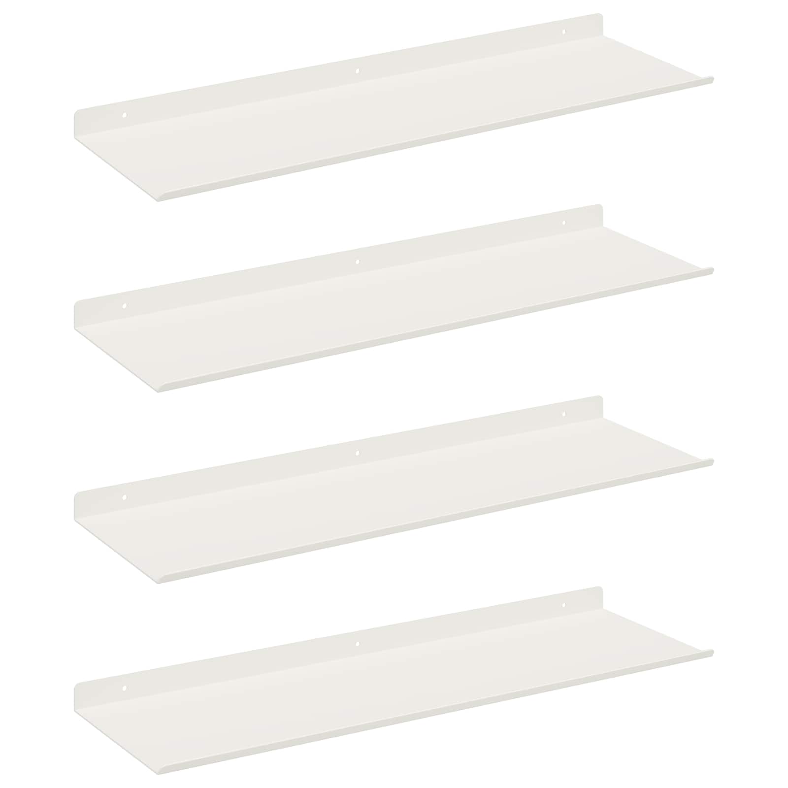 Lebdeća polica Zidne 4 pcs Bijeli 60 x 18 x 2,5 cm Čelik