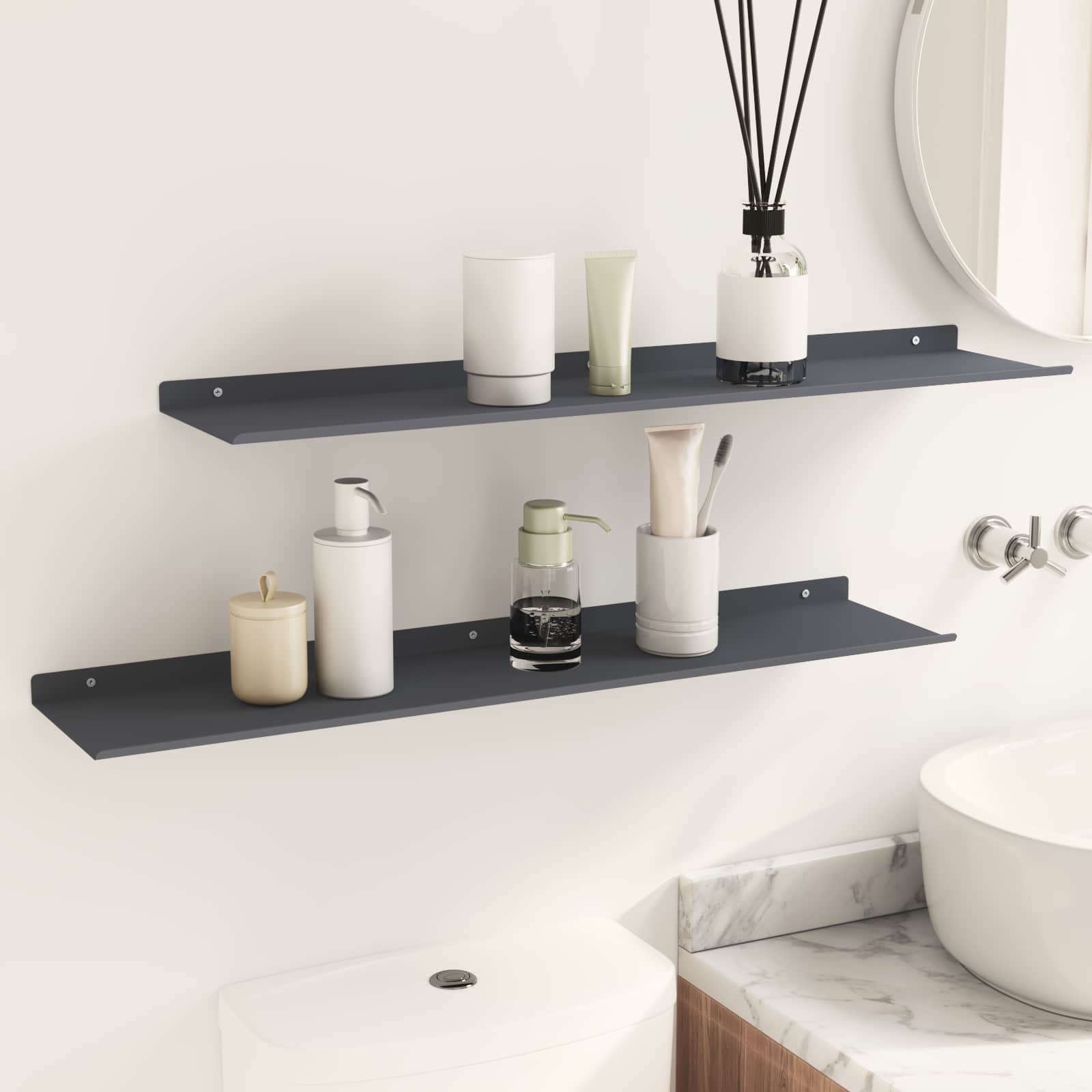 Lebdeća polica Zidne 2 pcs Antracit 80 x 18 x 2,5 cm Čelik
