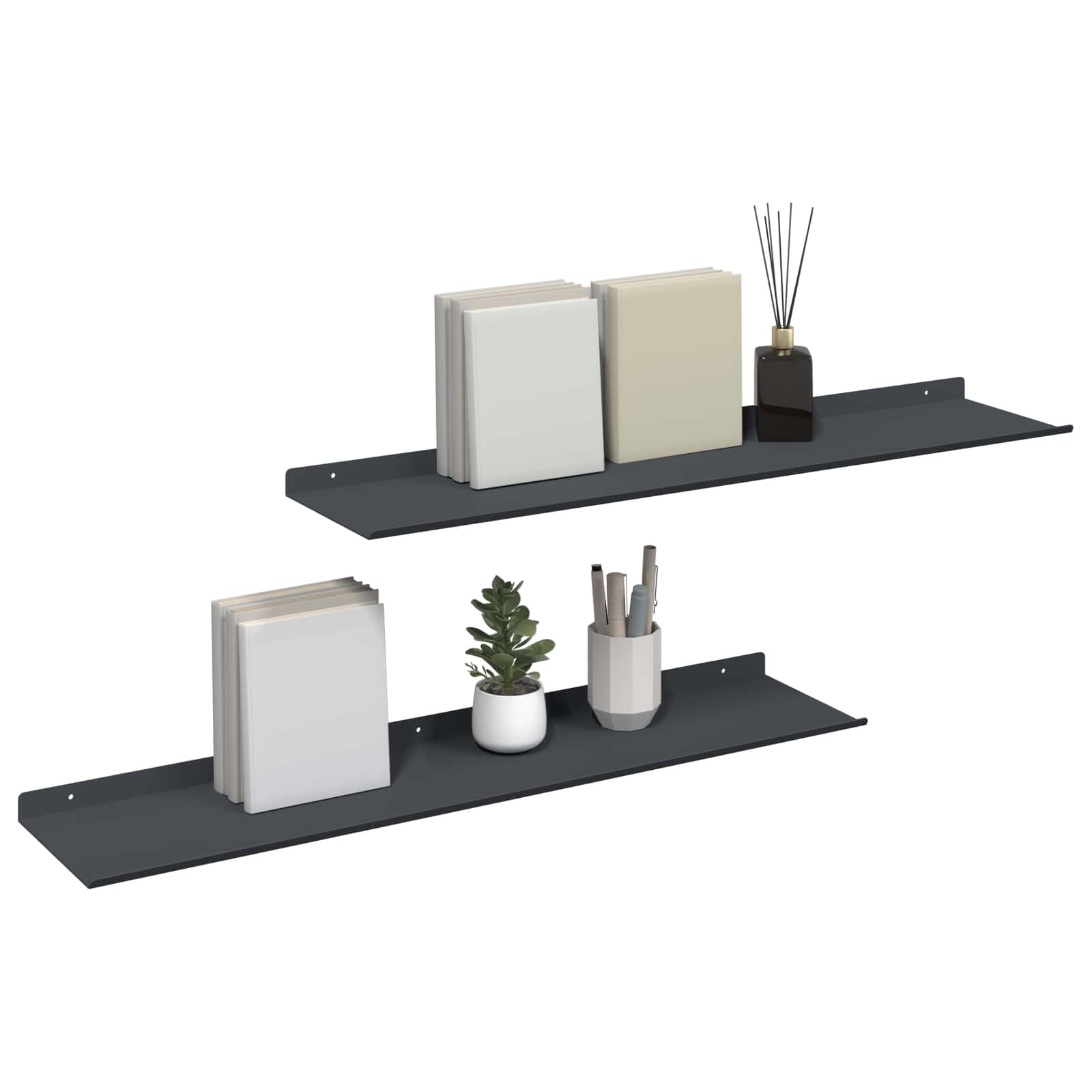 Lebdeća polica Zidne 2 pcs Antracit 80 x 18 x 2,5 cm Čelik