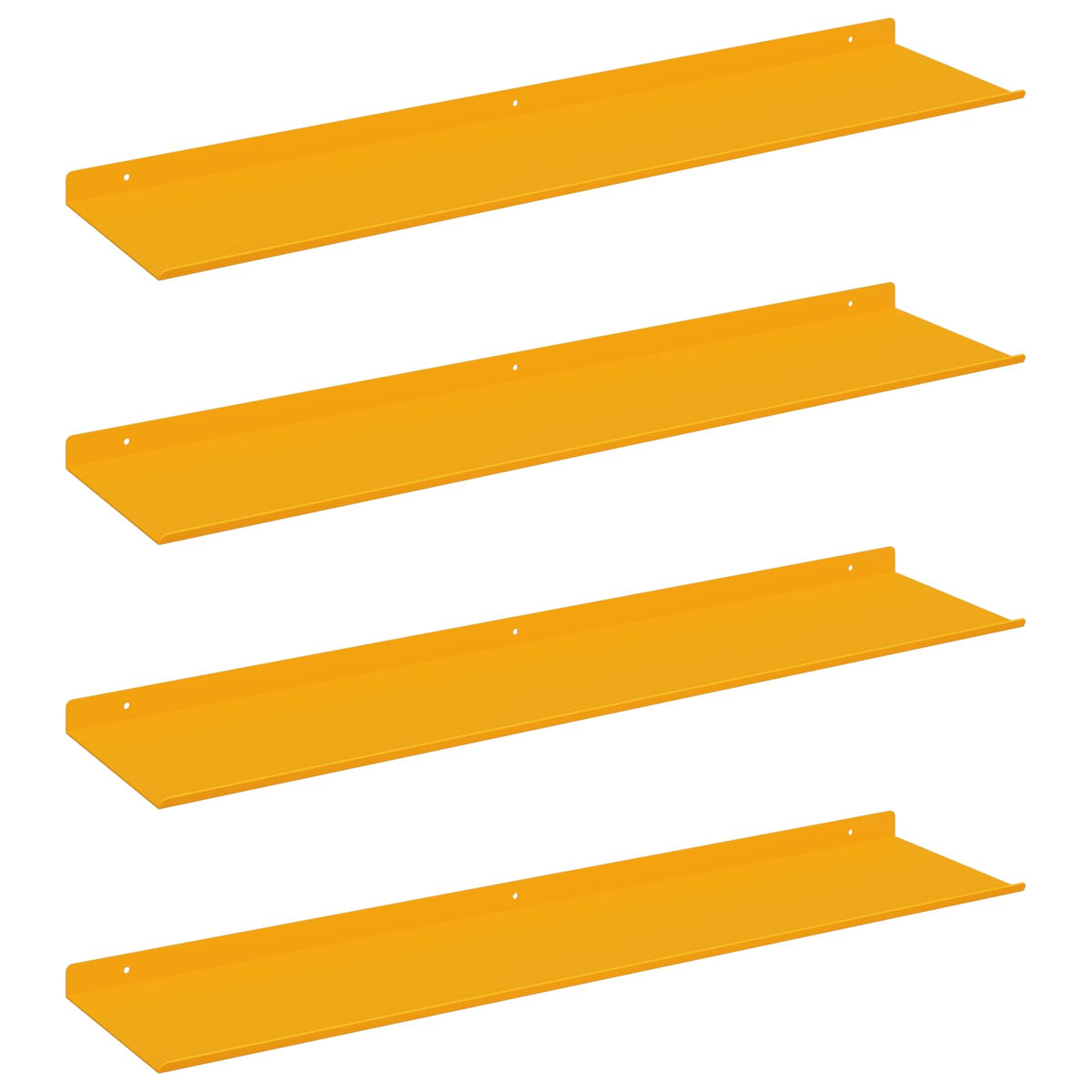 Lebdeća polica Zidne 4 pcs Žuta 80 x 18 x 2,5 cm Čelik