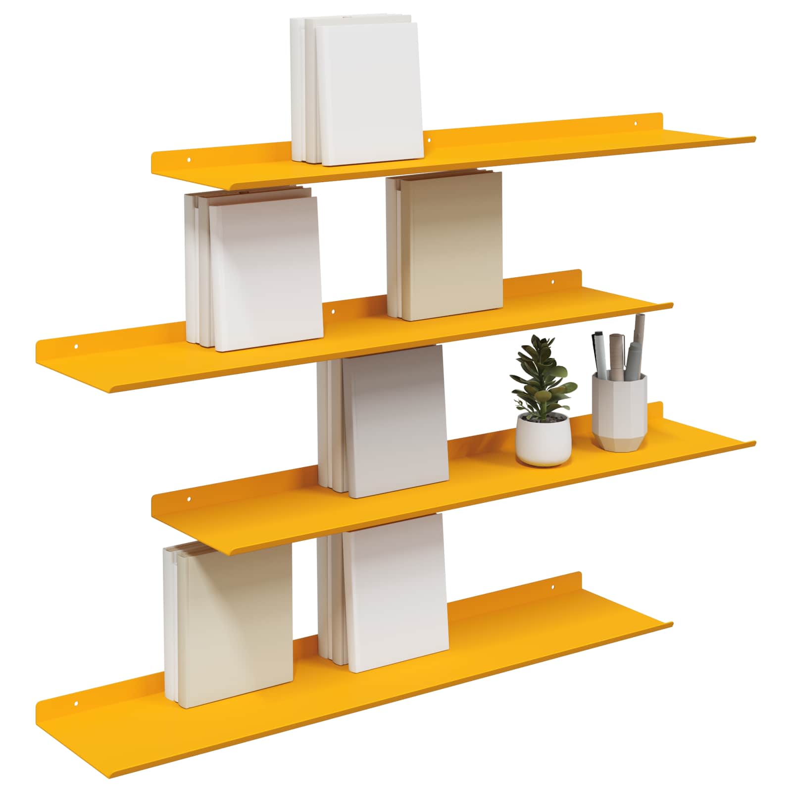 Lebdeća polica Zidne 4 pcs Žuta 80 x 18 x 2,5 cm Čelik