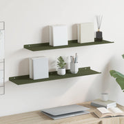 Lebdeća polica 2 pcs Maslinasto zelena 80 x 18 x 2,5 cm Čelik