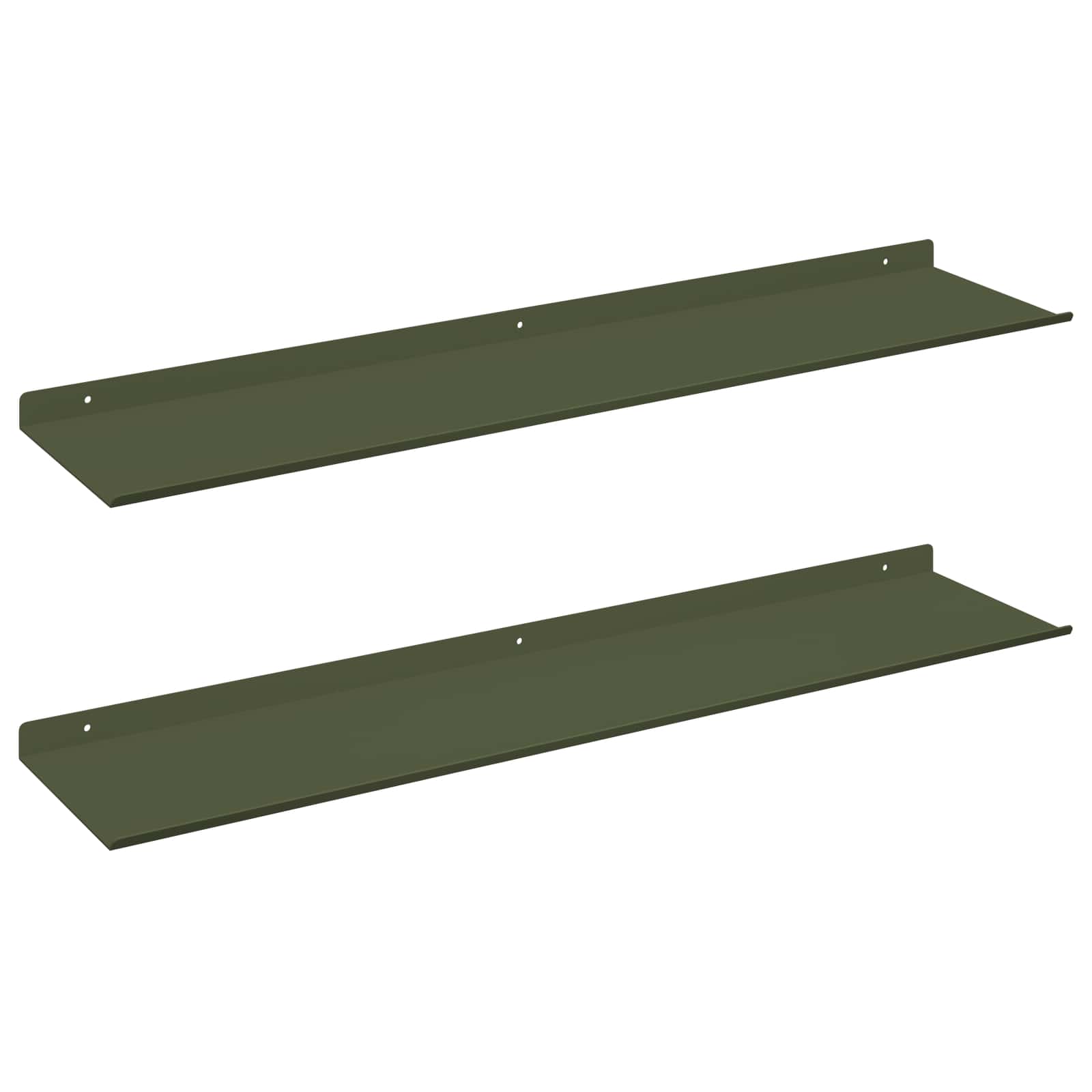 Lebdeća polica 2 pcs Maslinasto zelena 80 x 18 x 2,5 cm Čelik