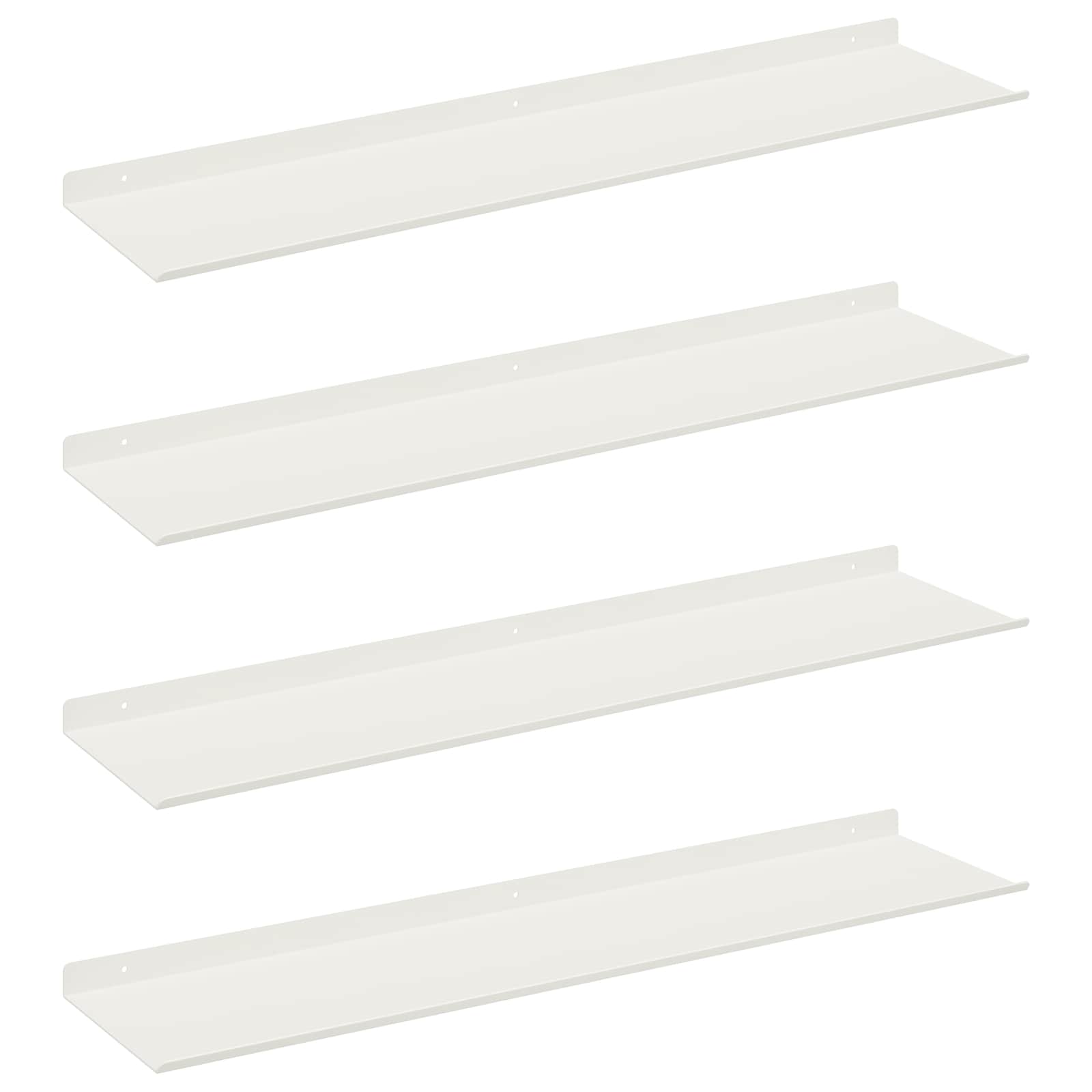 Lebdeća polica Zidne 4 pcs Bijeli 80 x 18 x 2,5 cm Čelik