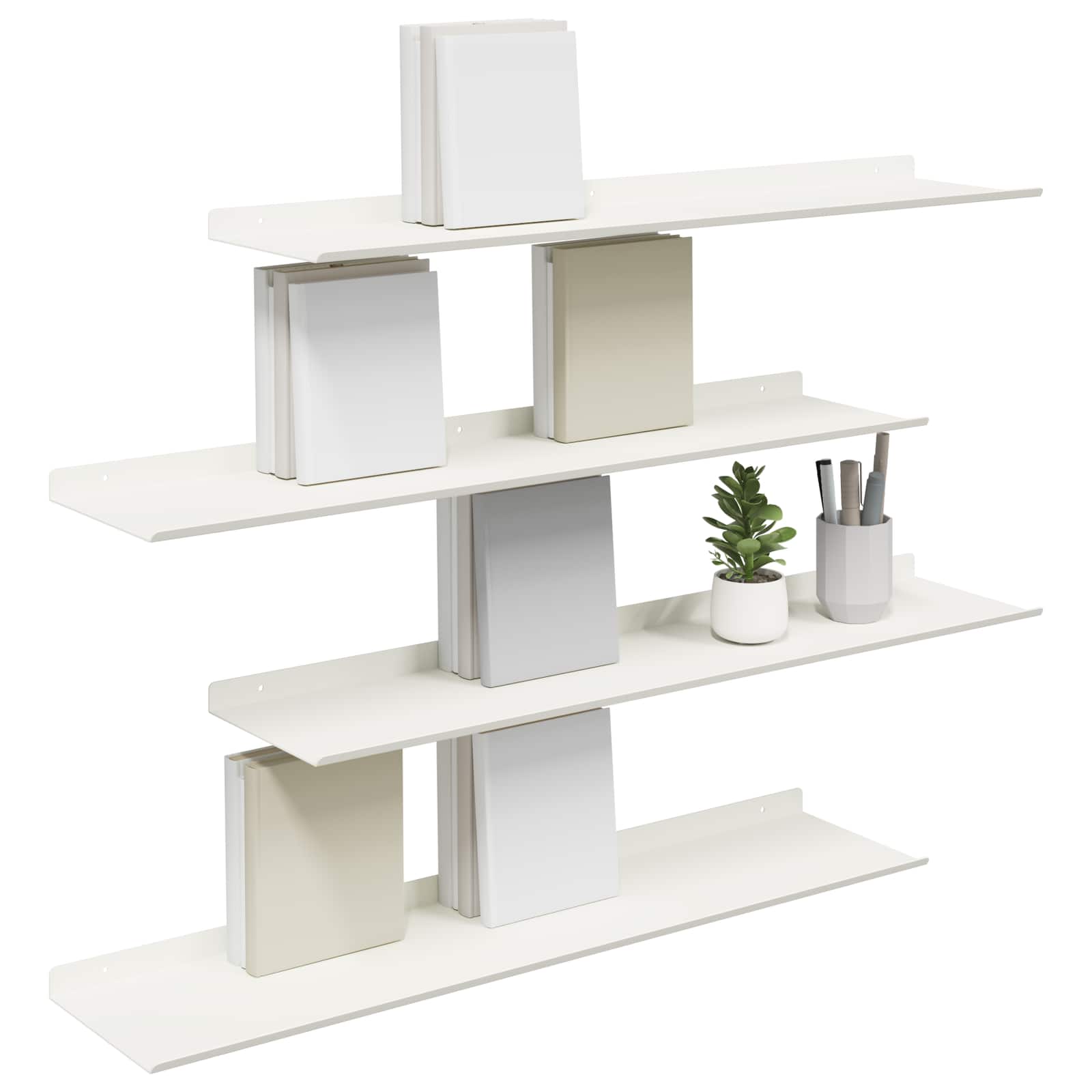 Lebdeća polica Zidne 4 pcs Bijeli 80 x 18 x 2,5 cm Čelik