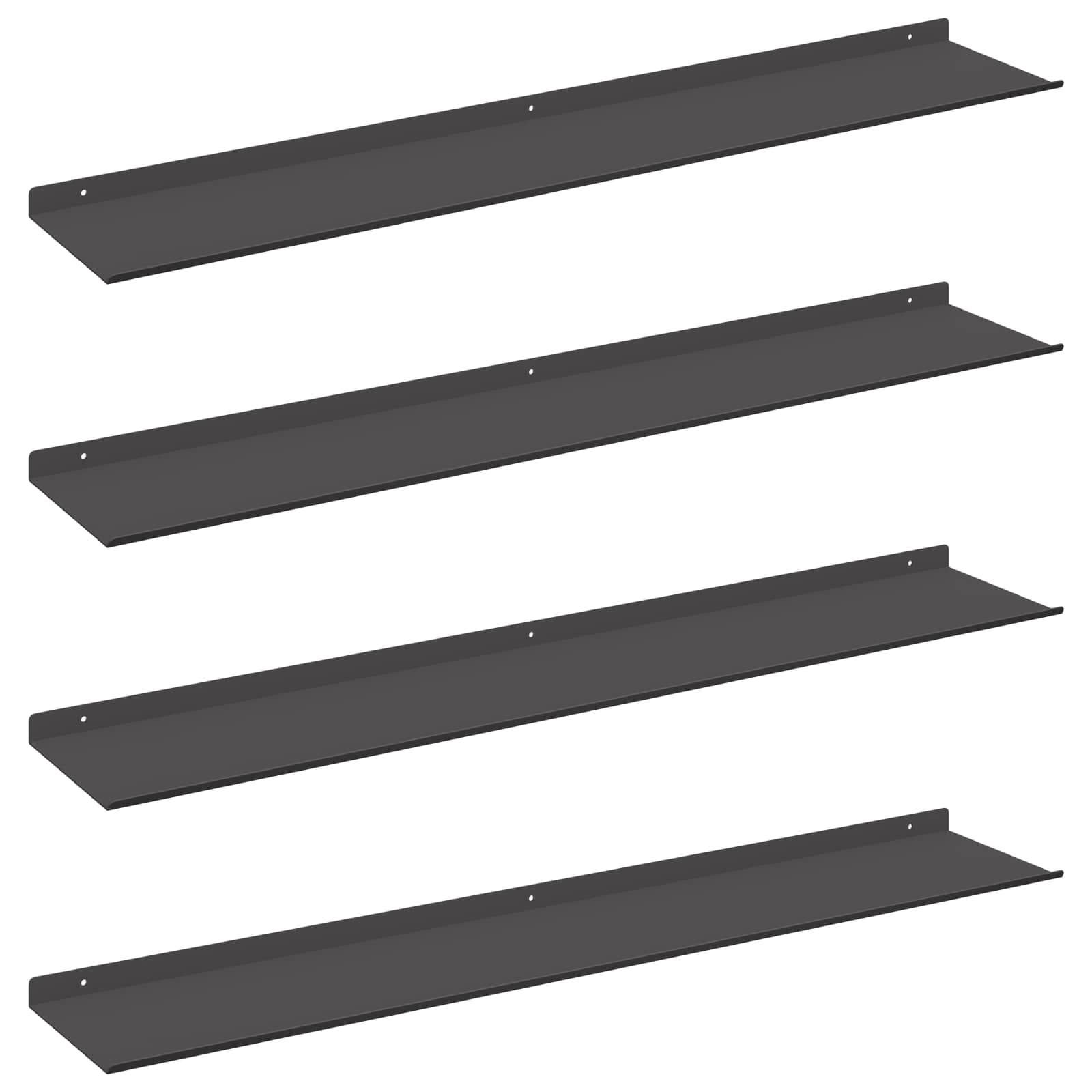 Lebdeća polica Zidne 4 pcs Crna 100 x 18 x 2,5 cm Čelik