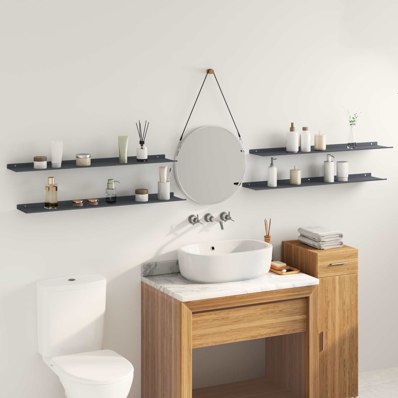 Lebdeća polica Zidne 4 pcs Antracit 100 x 18 x 2,5 cm Čelik