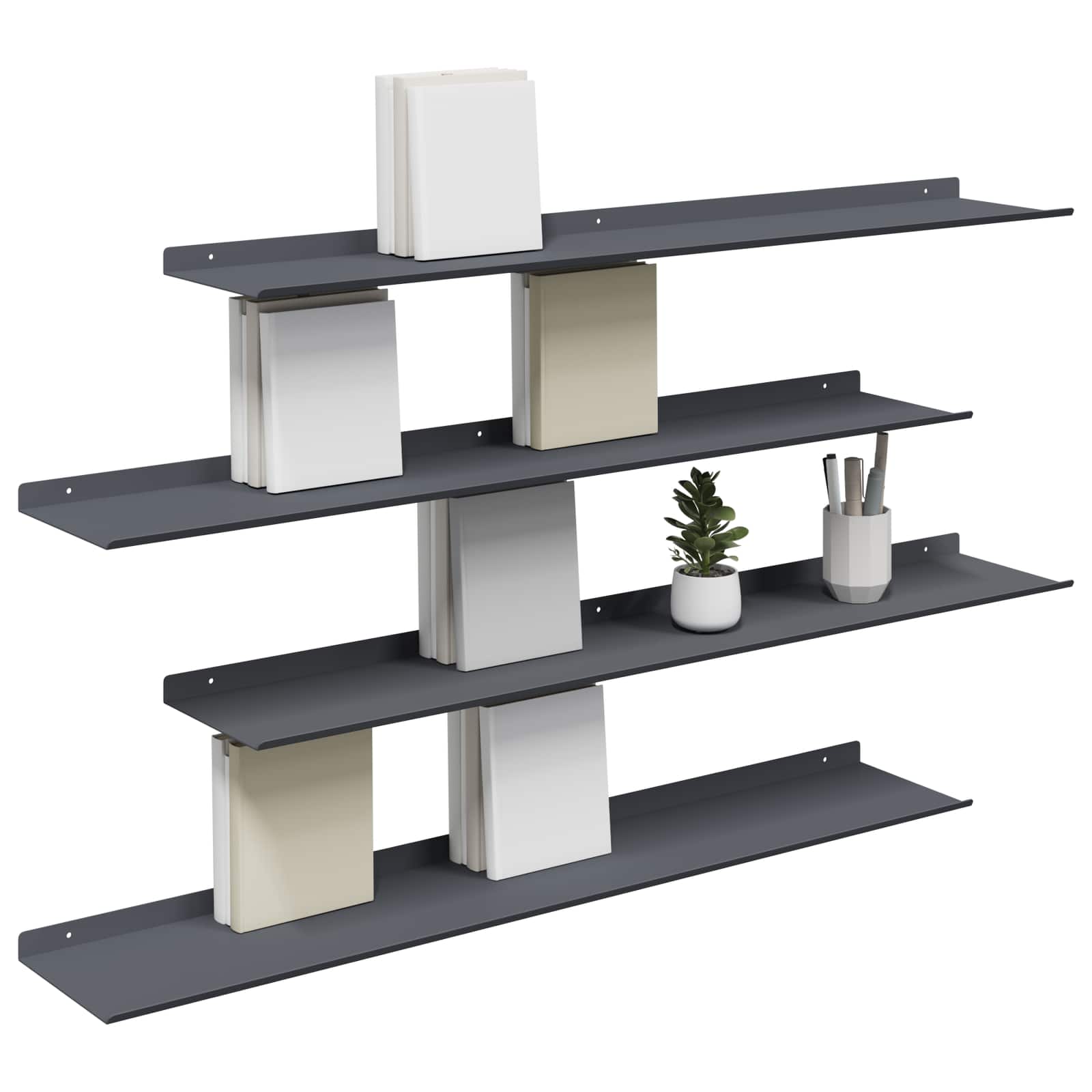 Lebdeća polica Zidne 4 pcs Antracit 100 x 18 x 2,5 cm Čelik