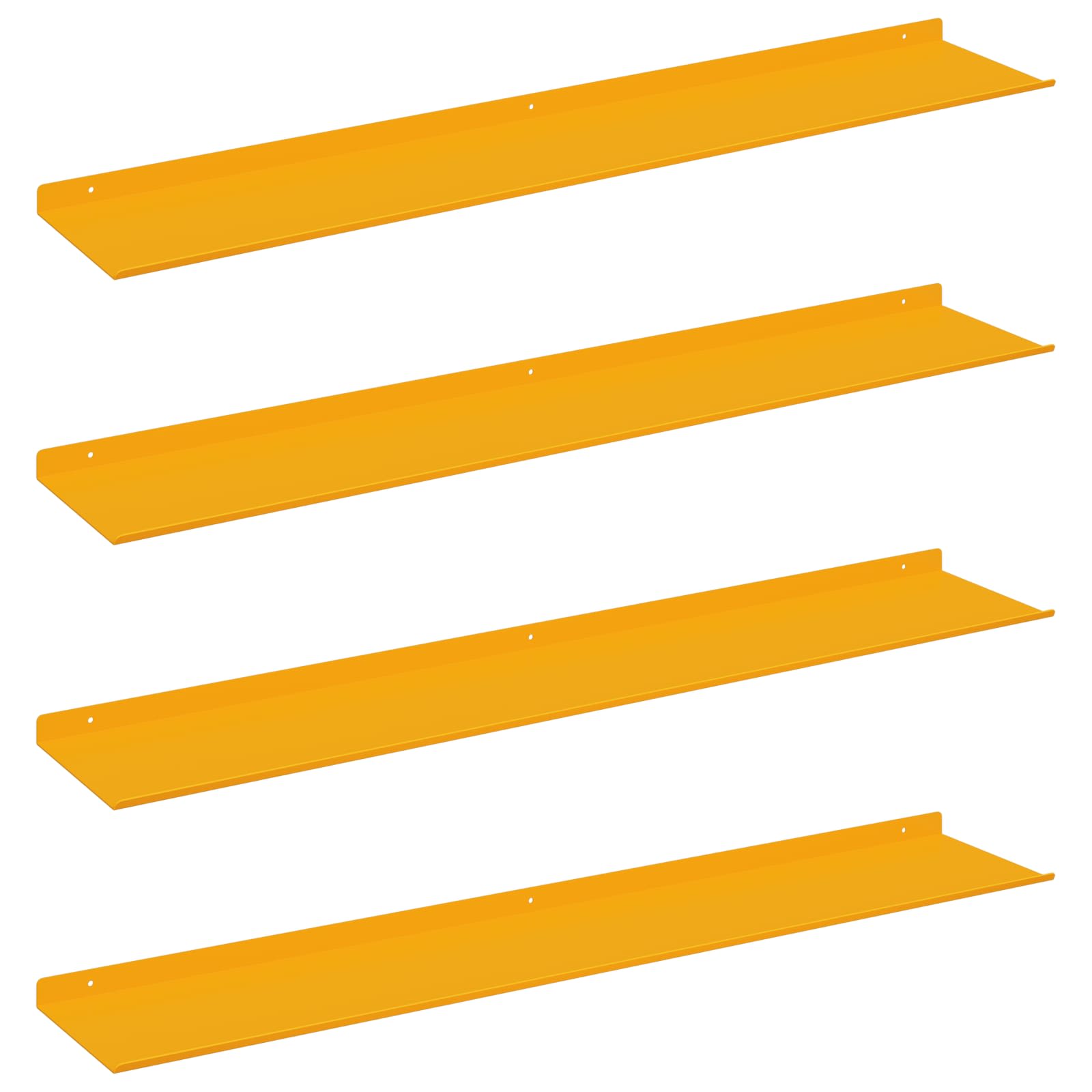 Lebdeća polica Zidne 4 pcs Žuta 100 x 18 x 2,5 cm Čelik