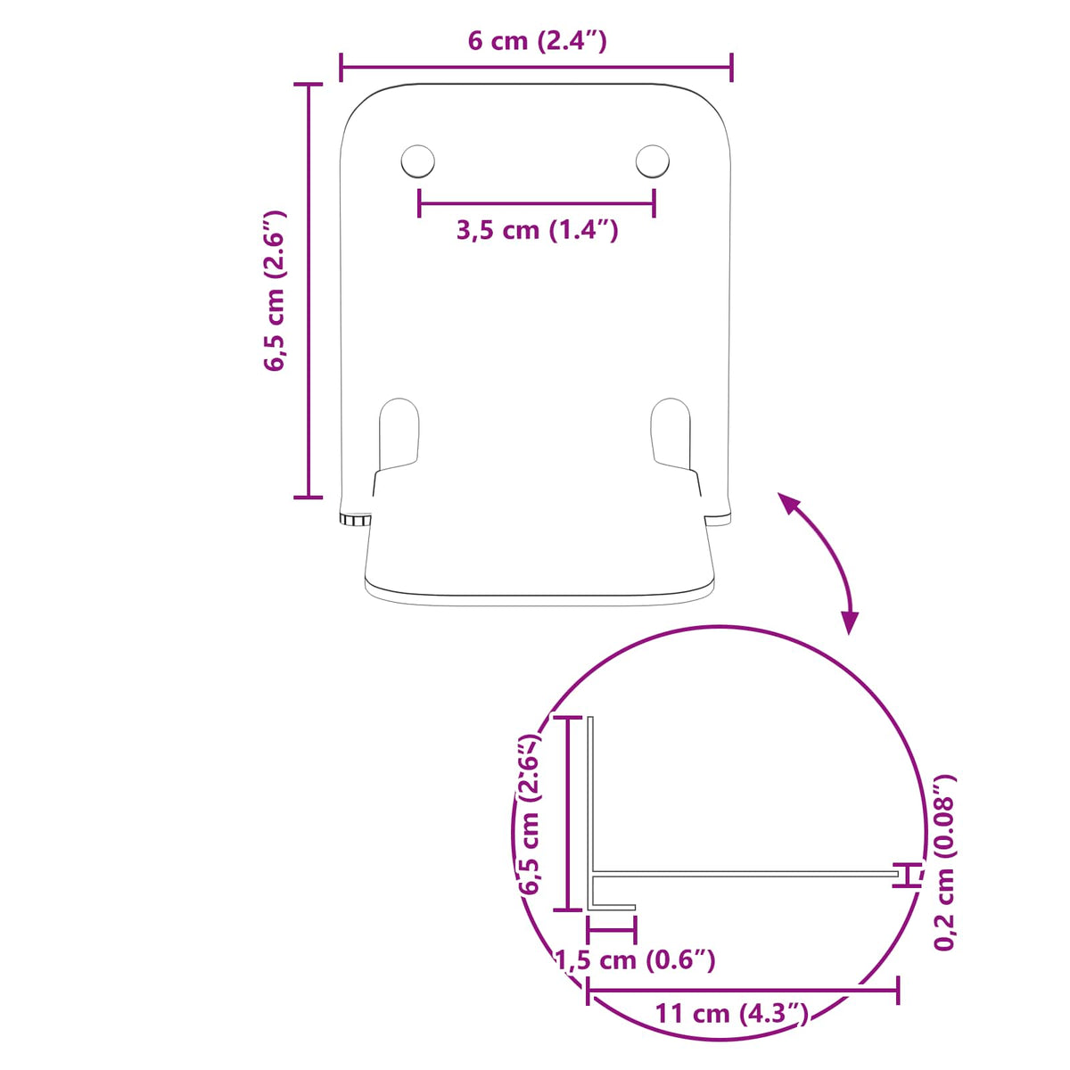 Lebdeća polica s policom 4 pcs Ružičasta 6 x 10,8 x 6,6 cm