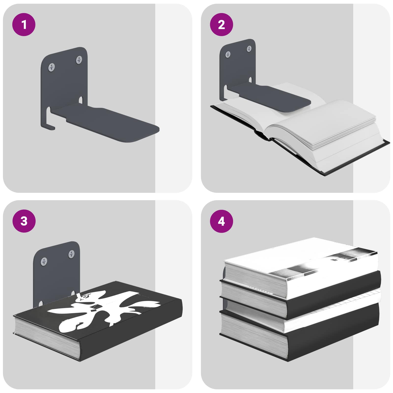 Lebdeća polica s policom Zidne 4 pcs Antracit 6 x 10,8 x 6,6 cm
