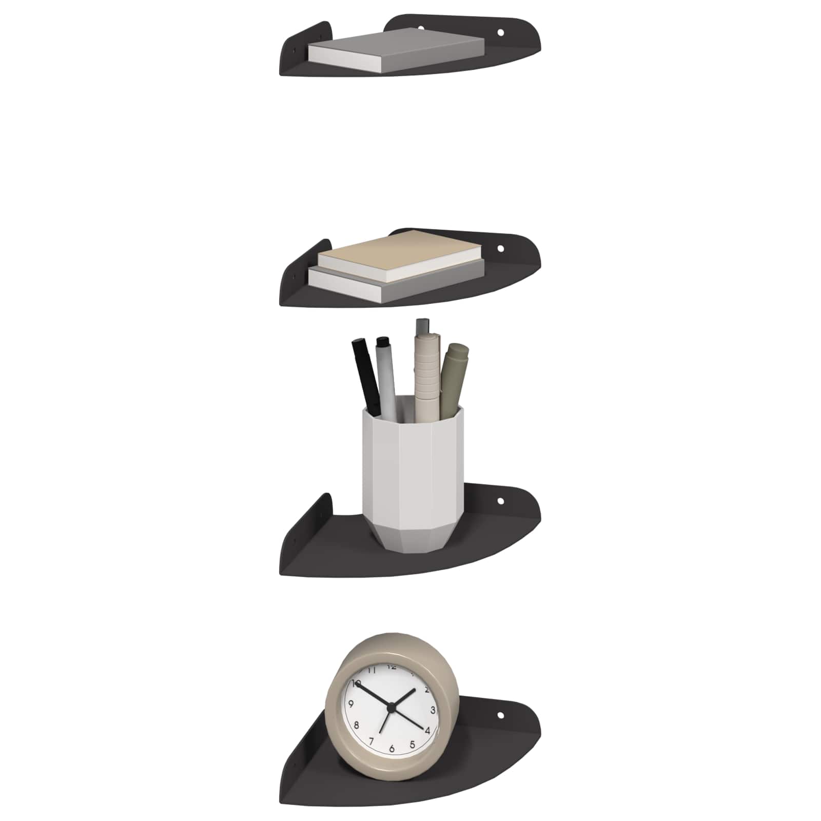 Lebdeća polica s policom s pohranom 4 pcs Crna 15 x 15 x 2 cm
