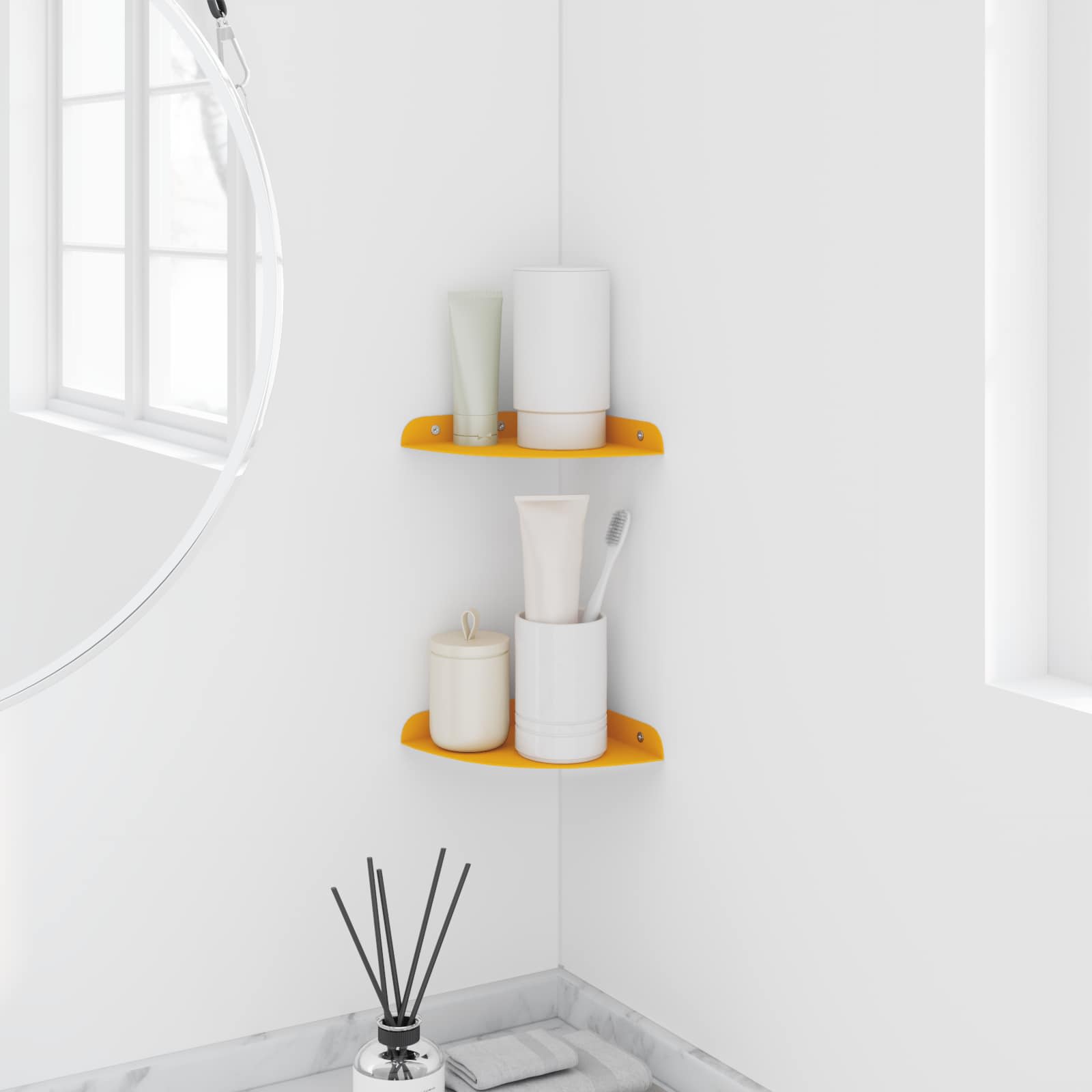 Lebdeća polica s policom s pohranom 2 pcs Žuta 15 x 15 x 2 cm