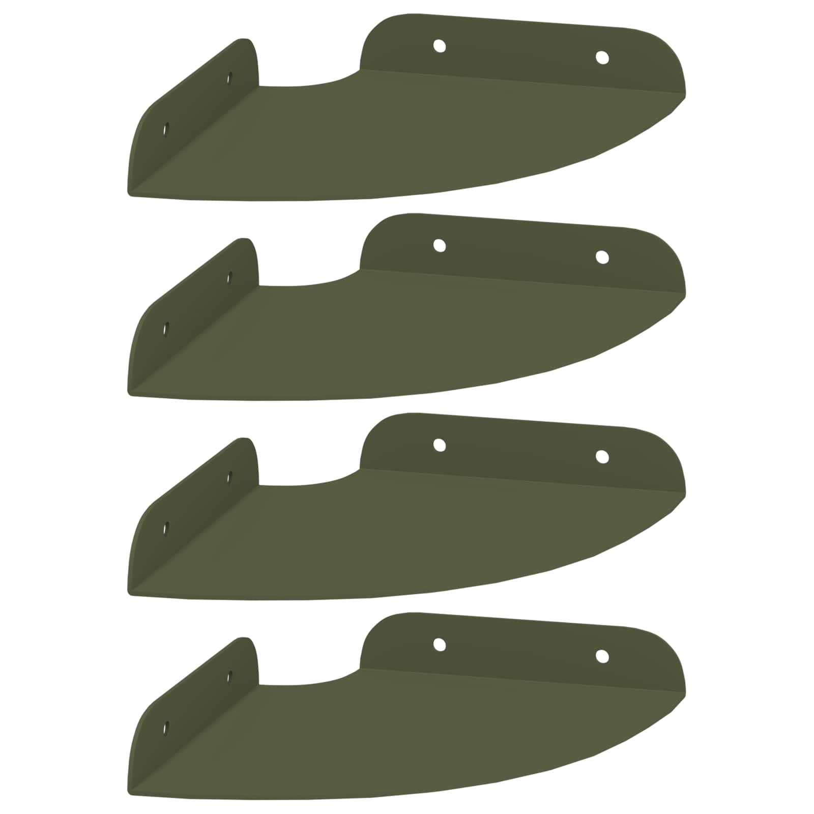 Lebdeća polica s policom 4 pcs Maslinasto zelena 15 x 15 x 2 cm