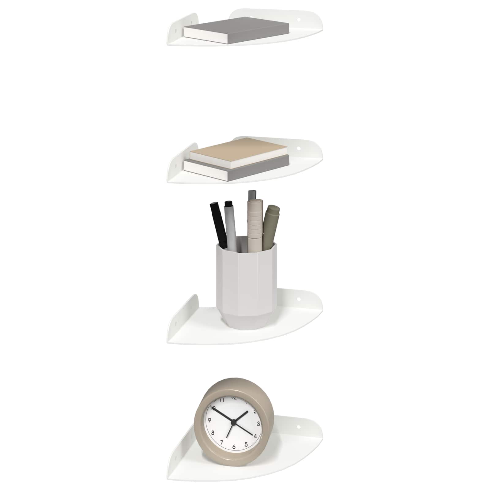 Lebdeća polica s policom s pohranom 4 pcs Bijeli 15 x 15 x 2 cm