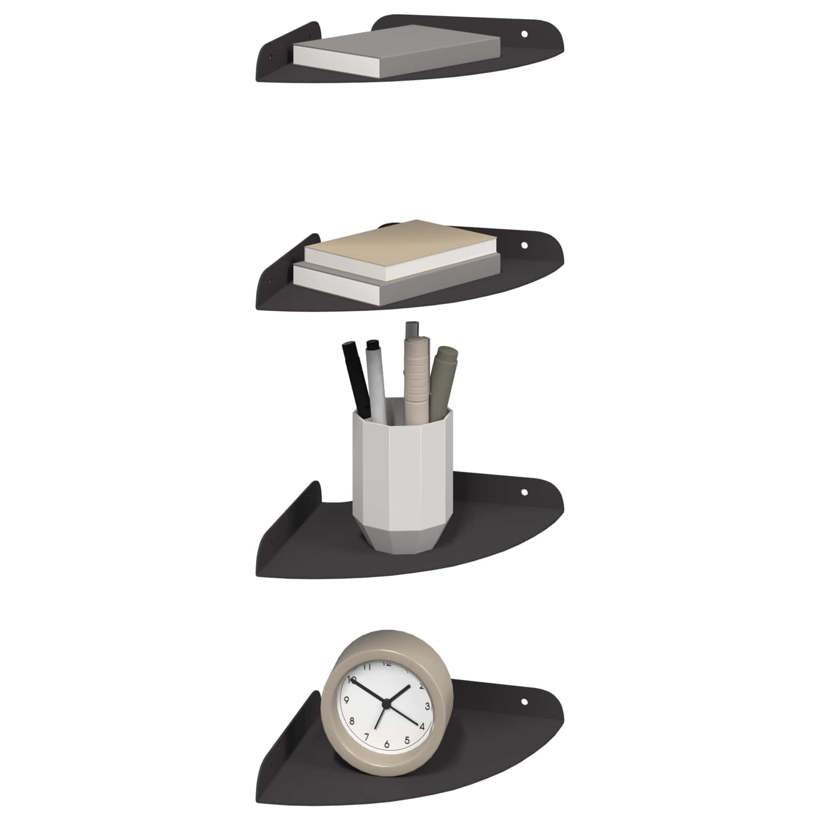 Lebdeća polica s policom s pohranom 4 pcs Crna 18 x 18 x 2 cm