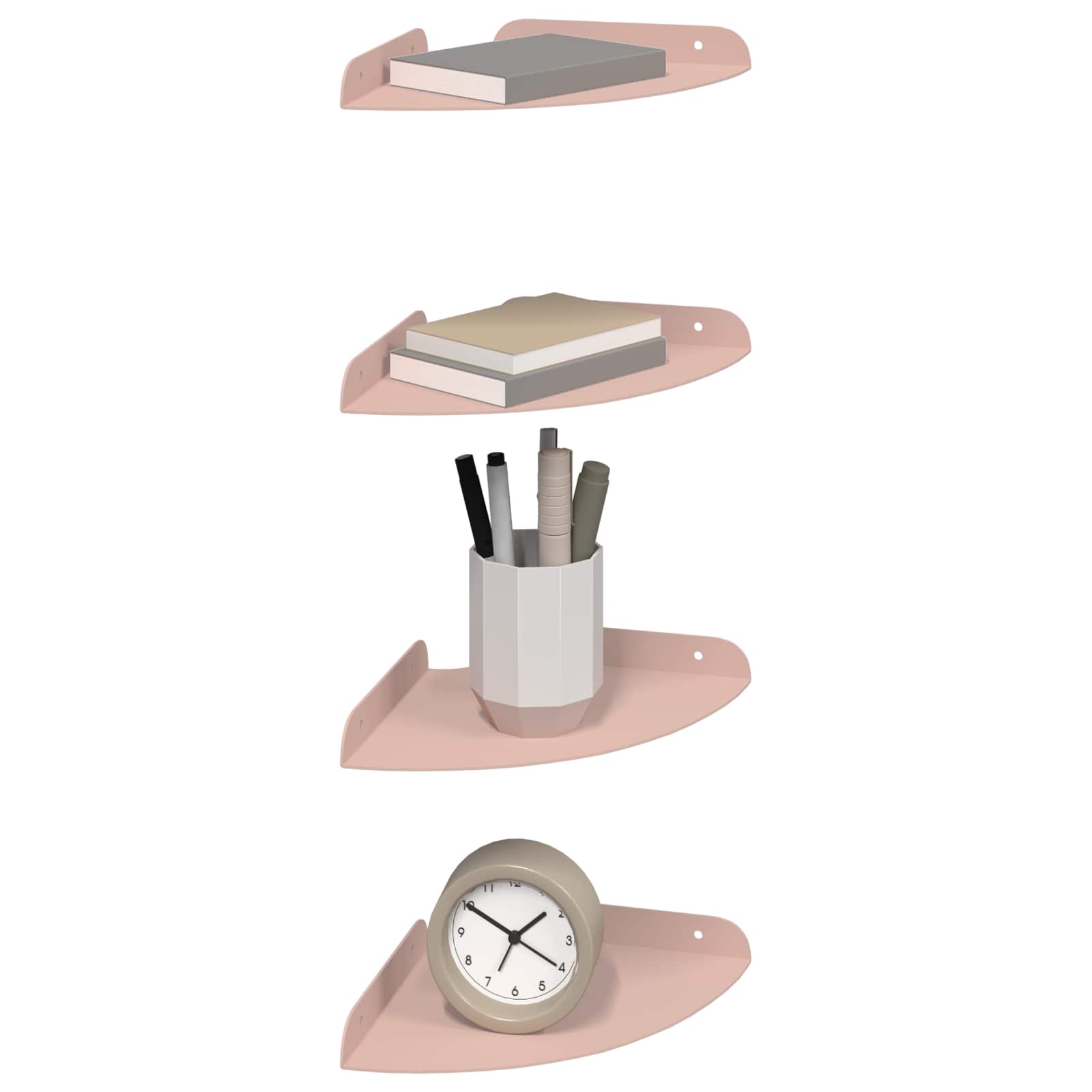 Lebdeća polica s policom 4 pcs Ružičasta 18 x 18 x 2 cm