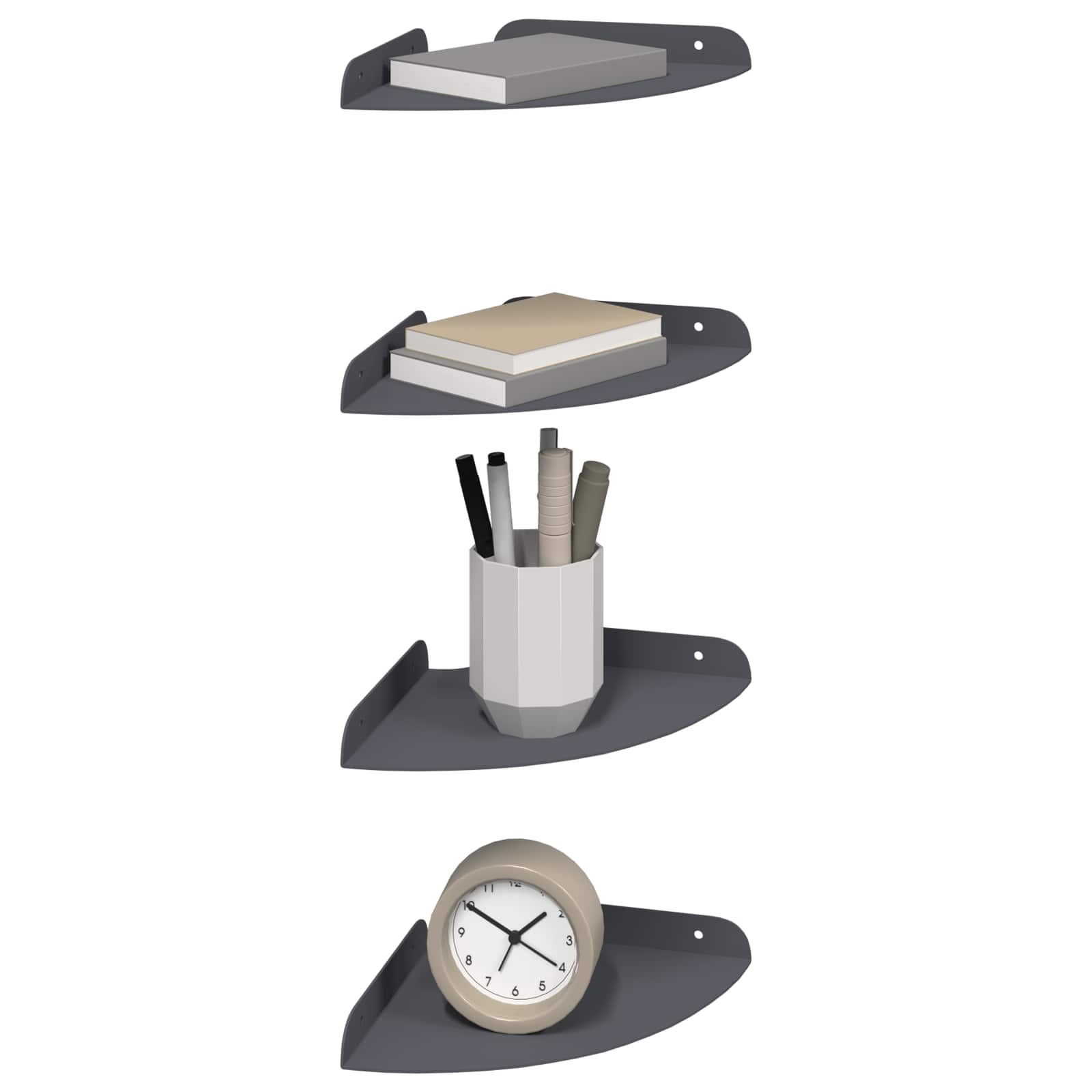 Lebdeća polica s policom 4 pcs Antracit 18 x 18 x 2 cm