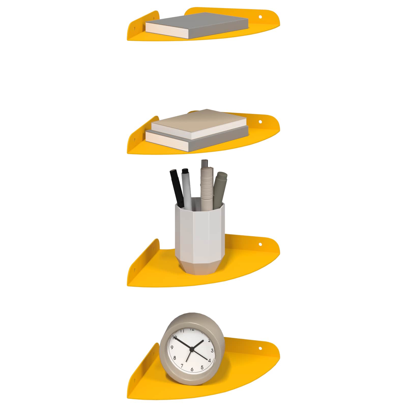 Lebdeća polica s policom s pohranom 4 pcs Žuta 18 x 18 x 2 cm