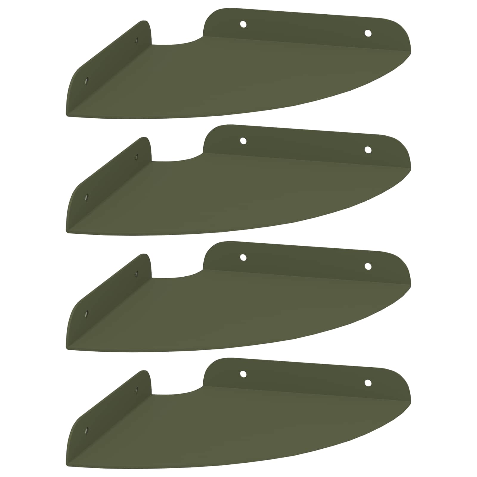 Lebdeća polica s policom 4 pcs Maslinasto zelena 18 x 18 x 2 cm