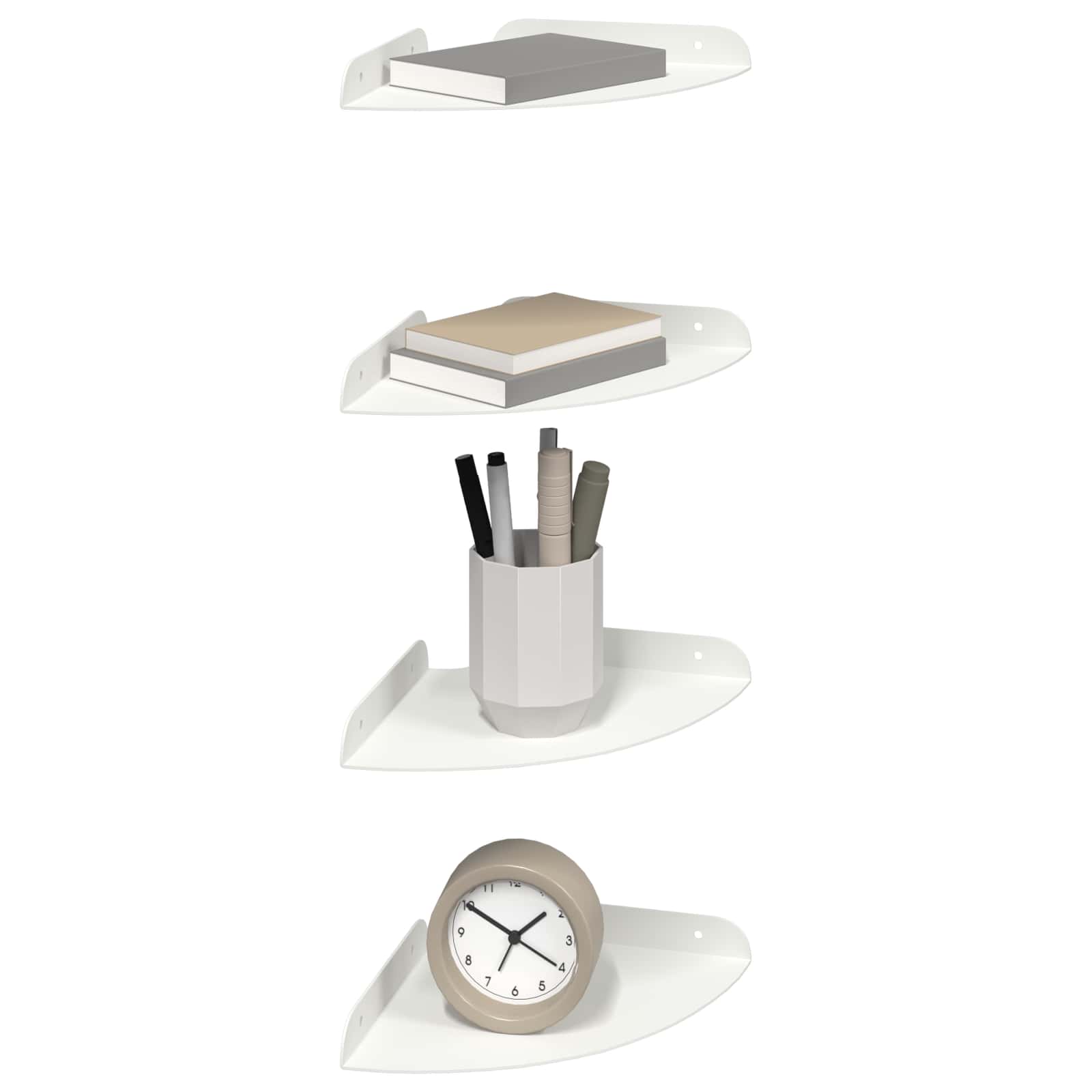 Lebdeća polica s policom s pohranom 4 pcs Bijeli 18 x 18 x 2 cm