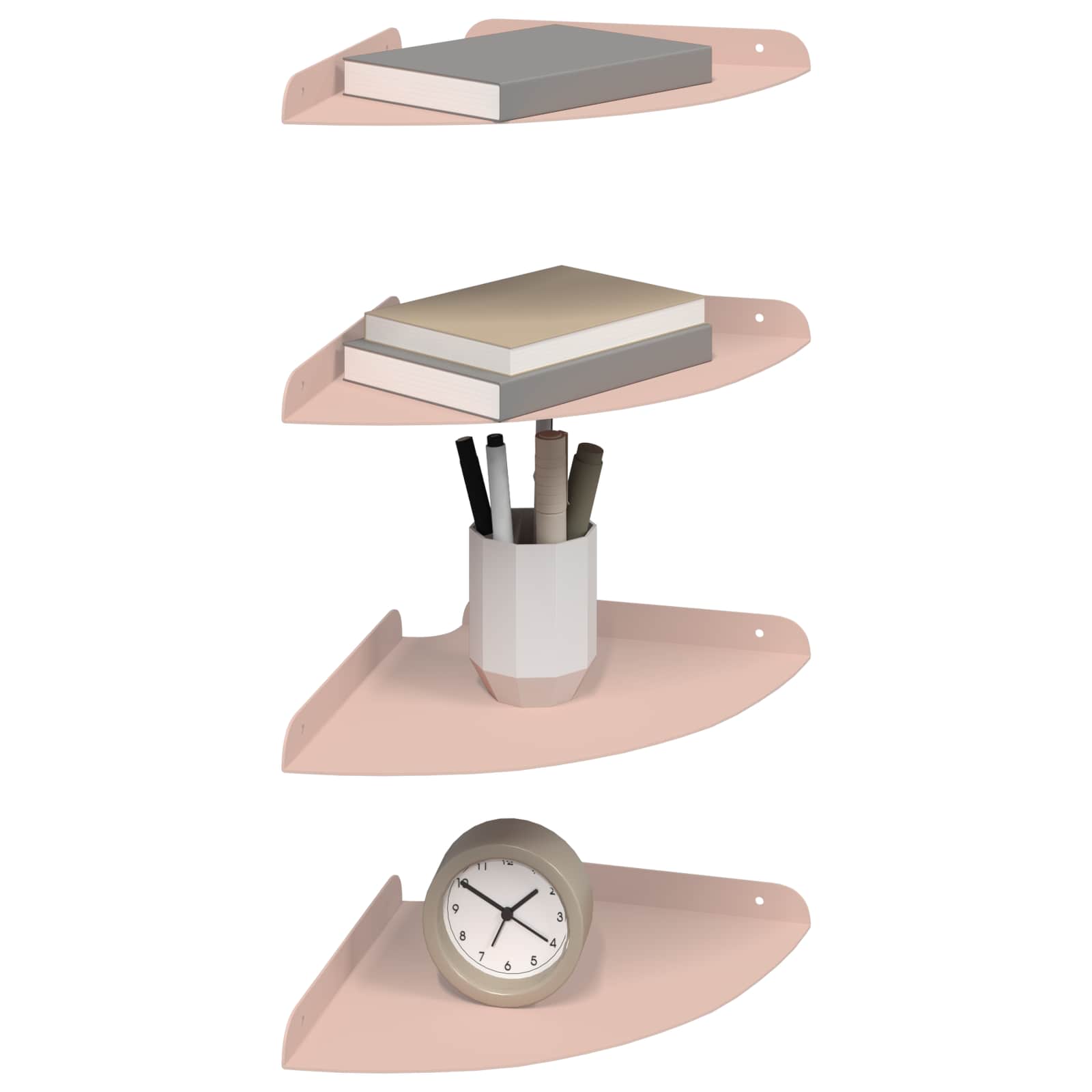 Lebdeća polica s policom 4 pcs Ružičasta 24 x 24 x 2 cm