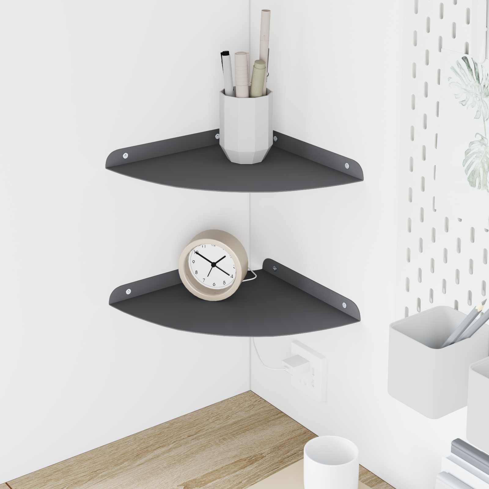 Lebdeća polica s policom 2 pcs Antracit 24 x 24 x 2 cm