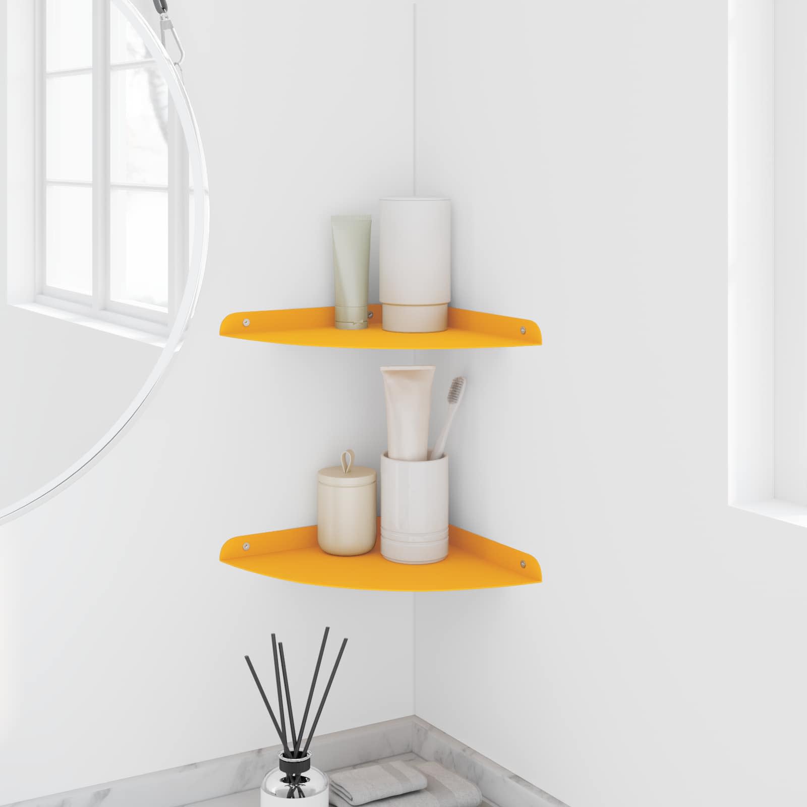 Lebdeća polica s policom s pohranom 2 pcs Žuta 24 x 24 x 2 cm