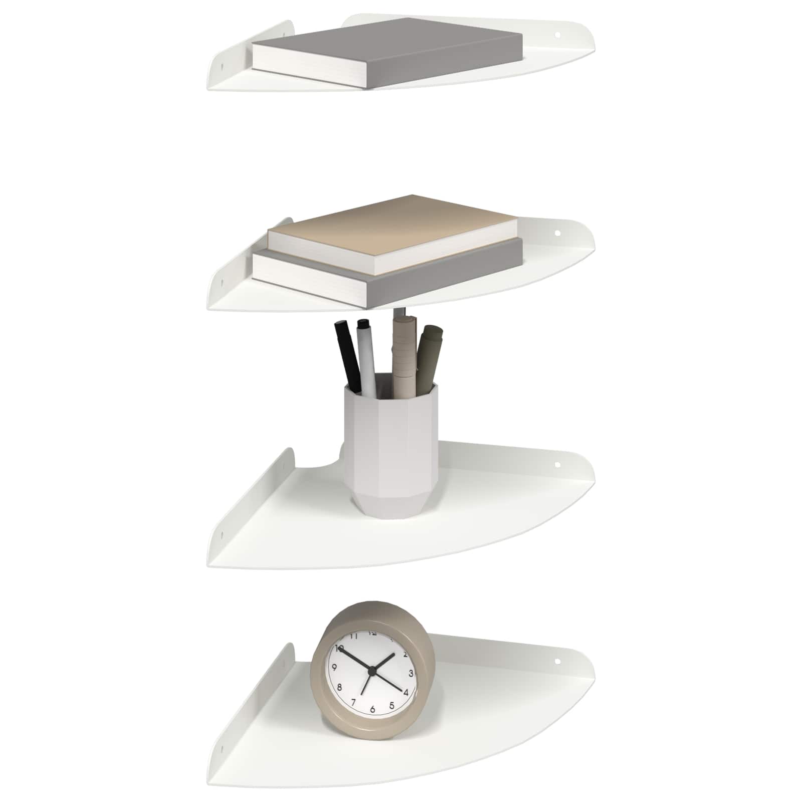 Lebdeća polica s policom s pohranom 4 pcs Bijeli 24 x 24 x 2 cm